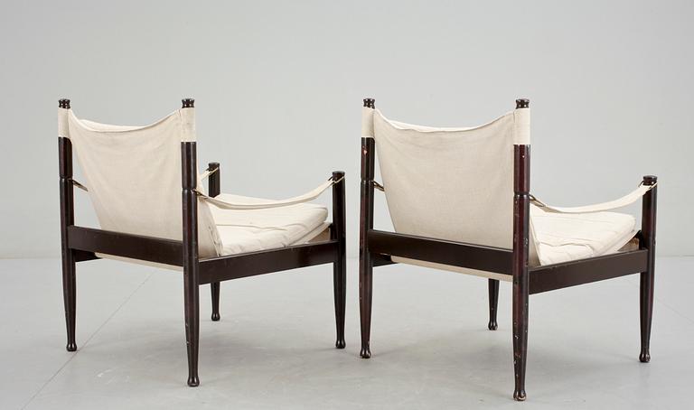 KARMSTOLAR, ett par, "Safari" Erik Wørts, N. Eilsersen, Danmark, 1960-tal.