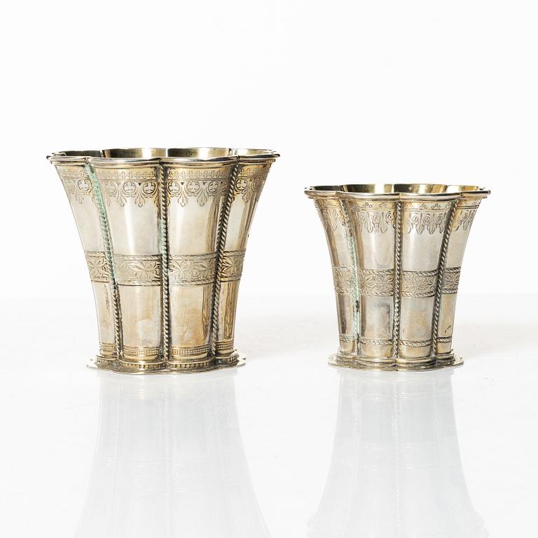 Two Danish silver beakers, including A. Michelsen, Copenhagen, Denmark, Swedish import marks 1966.