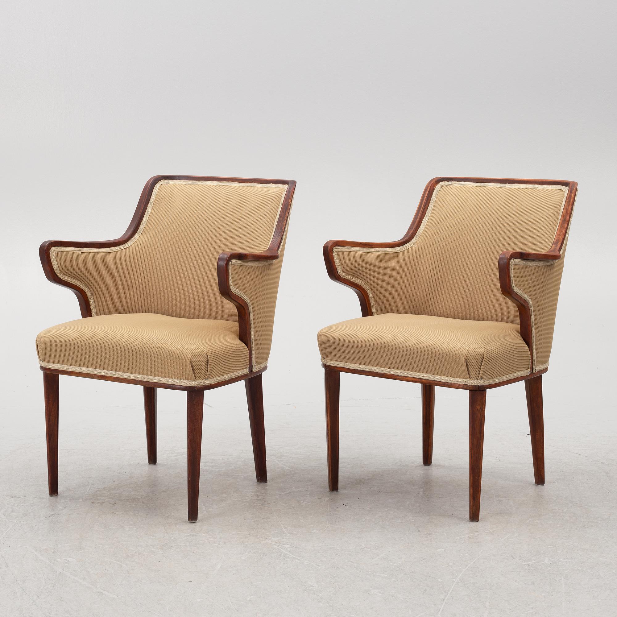 Karmstolar, ett par, Swedish Modern, 1940/50-tal.