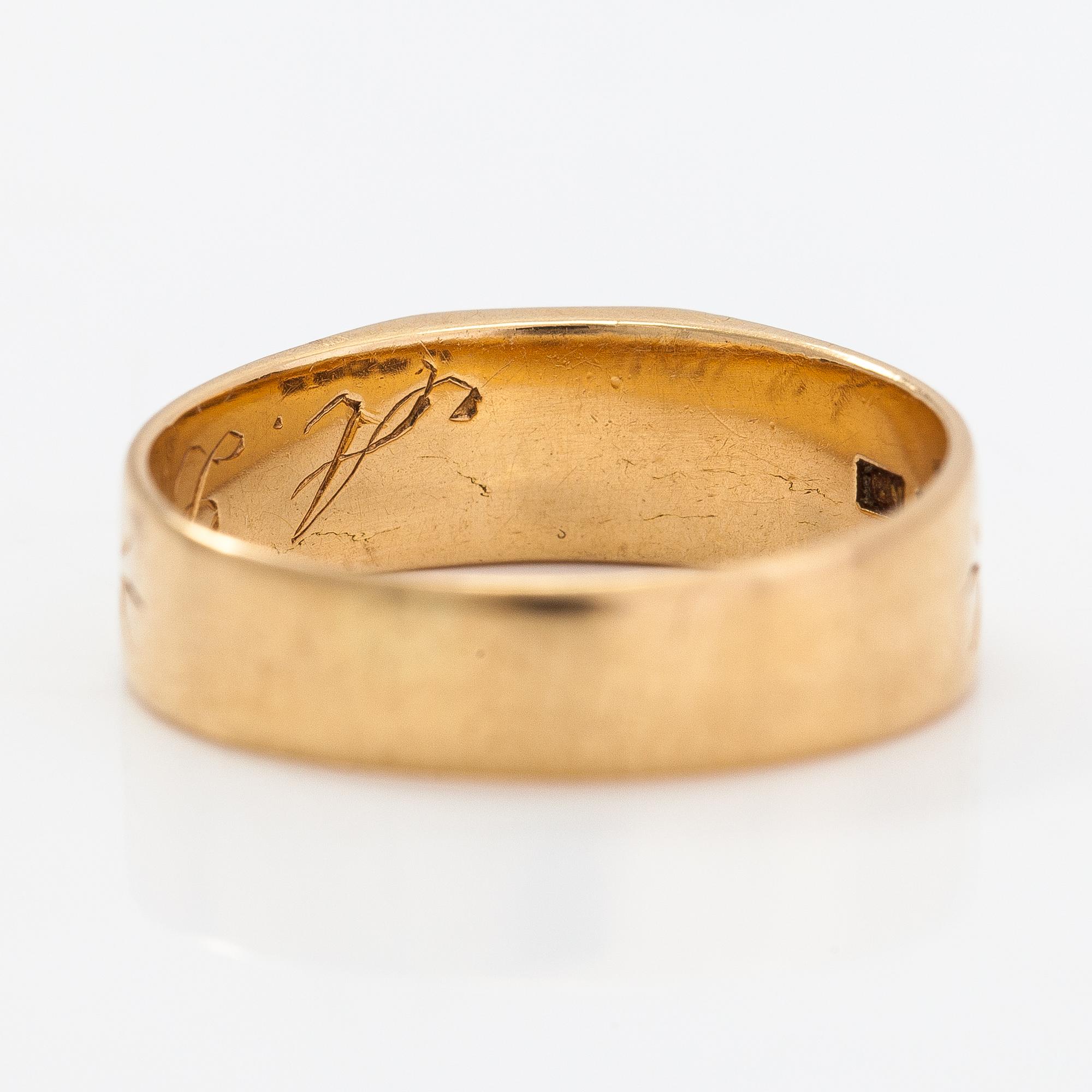 Otto Roland Mellin, Ring, 18K guld och odlad pärla. Helsingfors 1885.