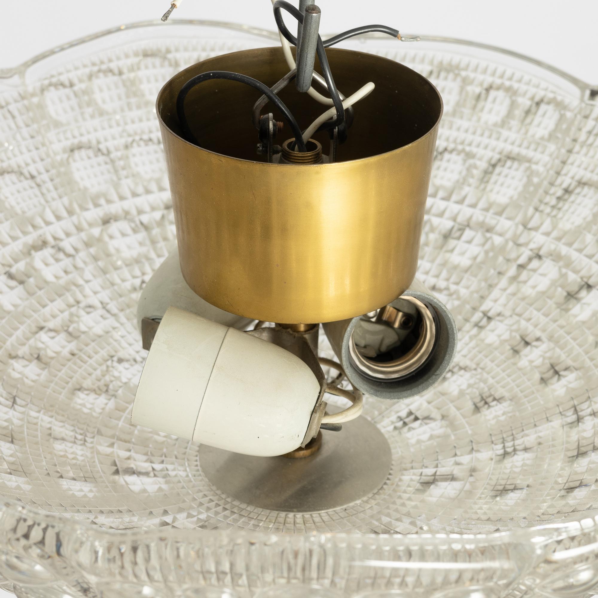 Carl Fagerlund, a set of three ceiling lamps, Orrefors.