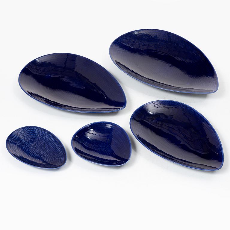 Hertha Bengtson, service pieces 34 pcs, stoneware, "Blue Fire", Rörstrand.