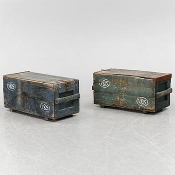 Two wooden boxes, early 1900's.