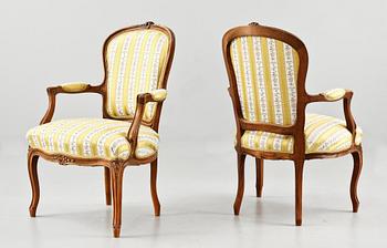 SOFFGRUPP, 3+1 delar, rokokostil, 1900-tal.