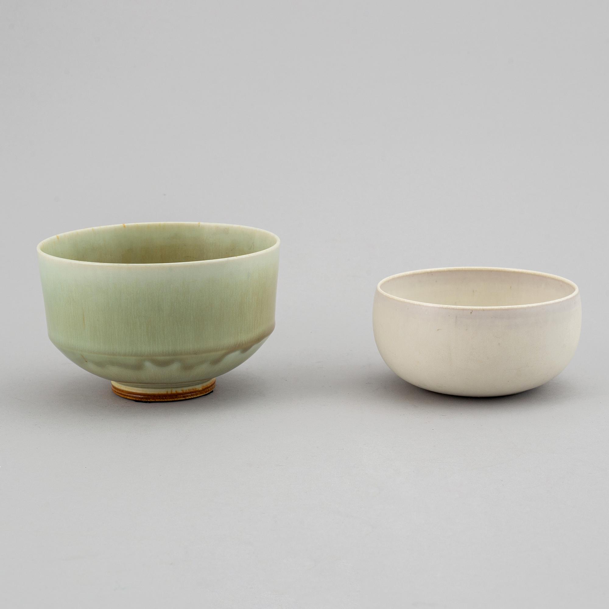 BERNDT FRIBERG, Two stoneware bowls, , Gustavsberg studio, Sweden 1960 and 1965.