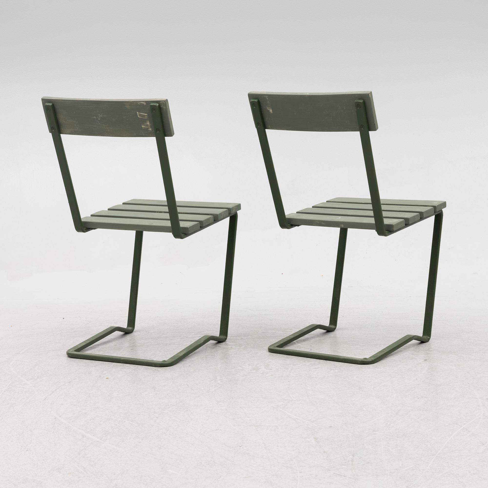 Garden chairs, a pair, 1930s-40s.
