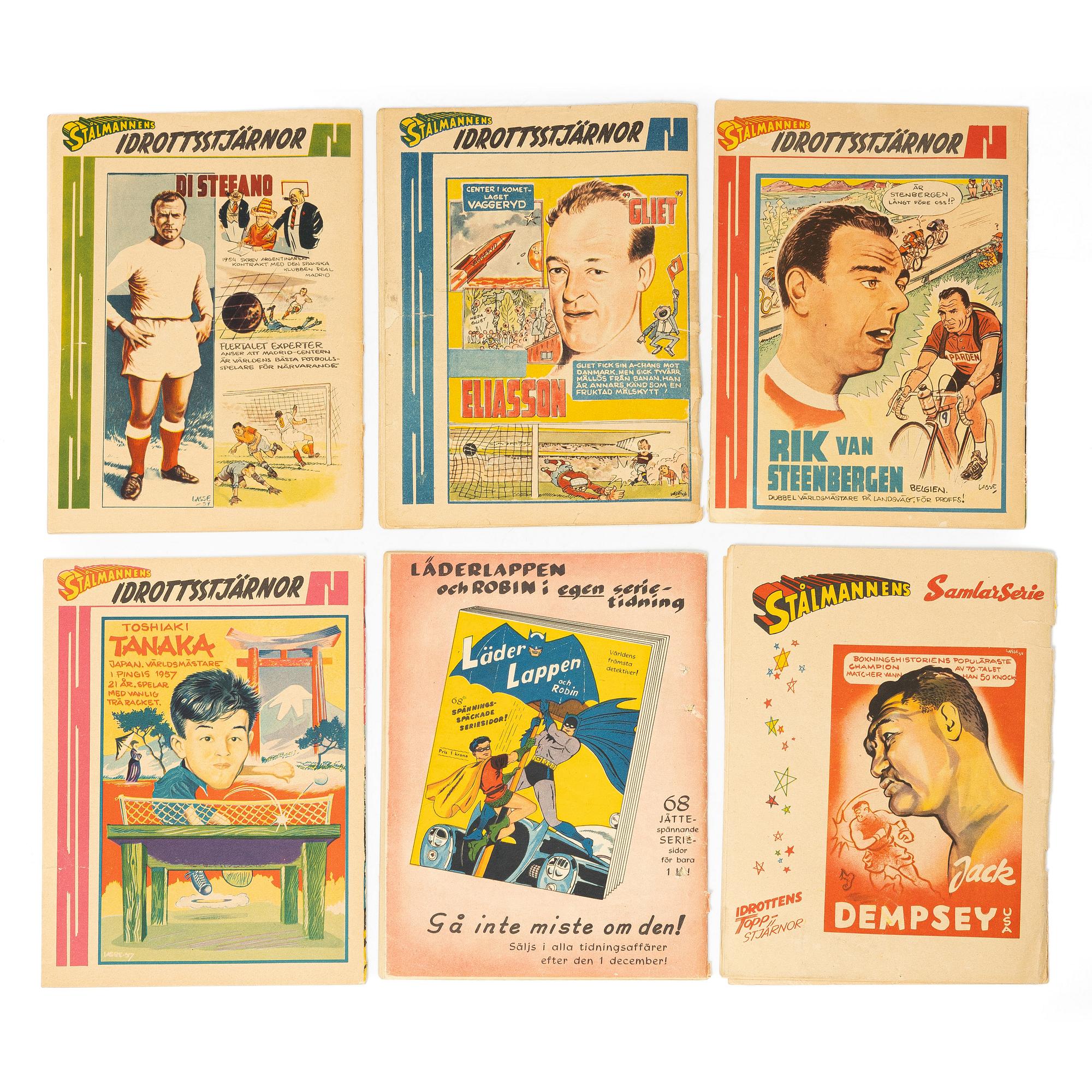 Comic books, 15, "Stålmannen", assorted years and issues, including 1953.