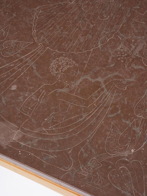 Ulla Fogelklou-Skogh, a Swedish Modern table with a limestone top, 1940s.