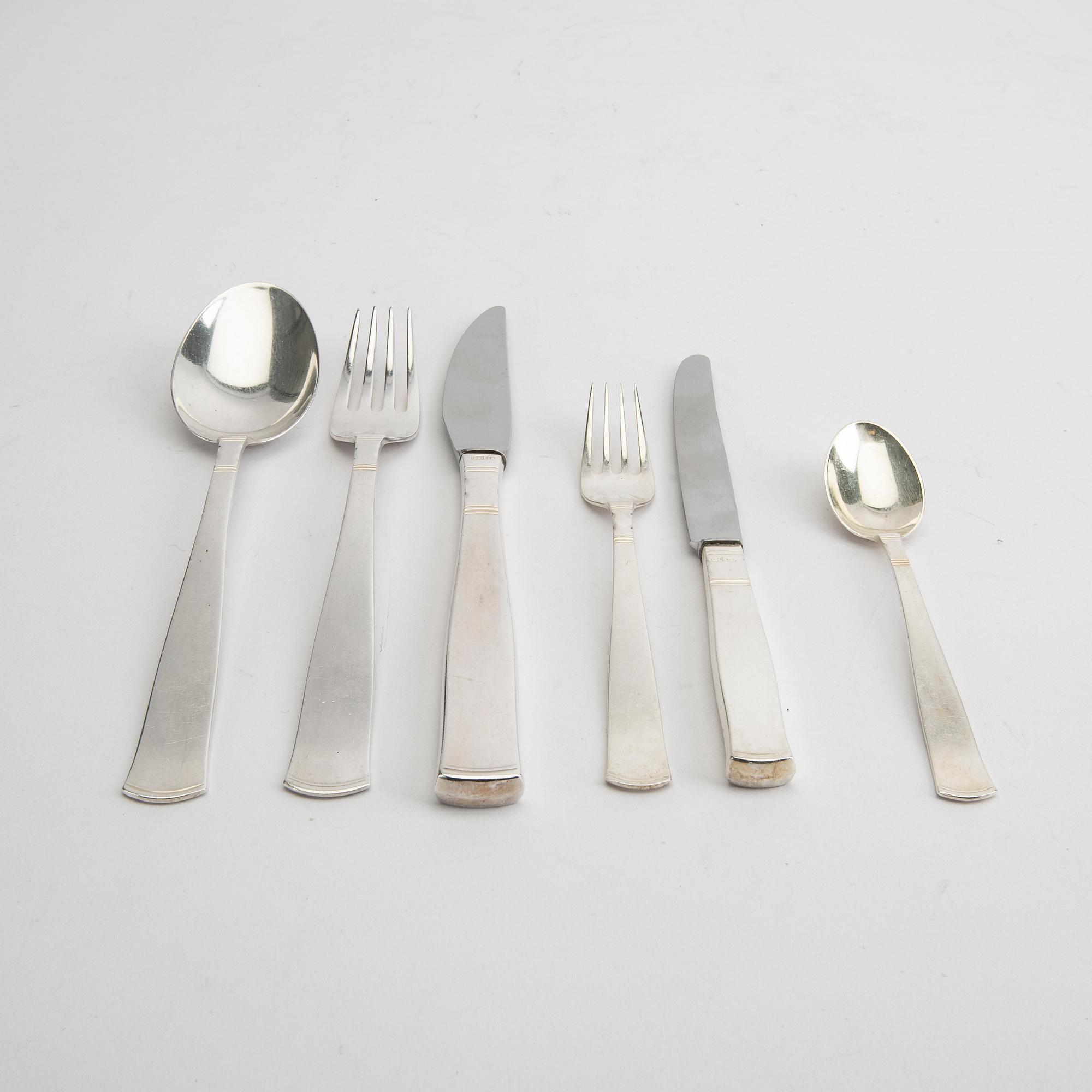 Jacob Ängman, bestick 70 dlr "Rosenholm" silver GAB Eskilstuna 1959 och 1960.