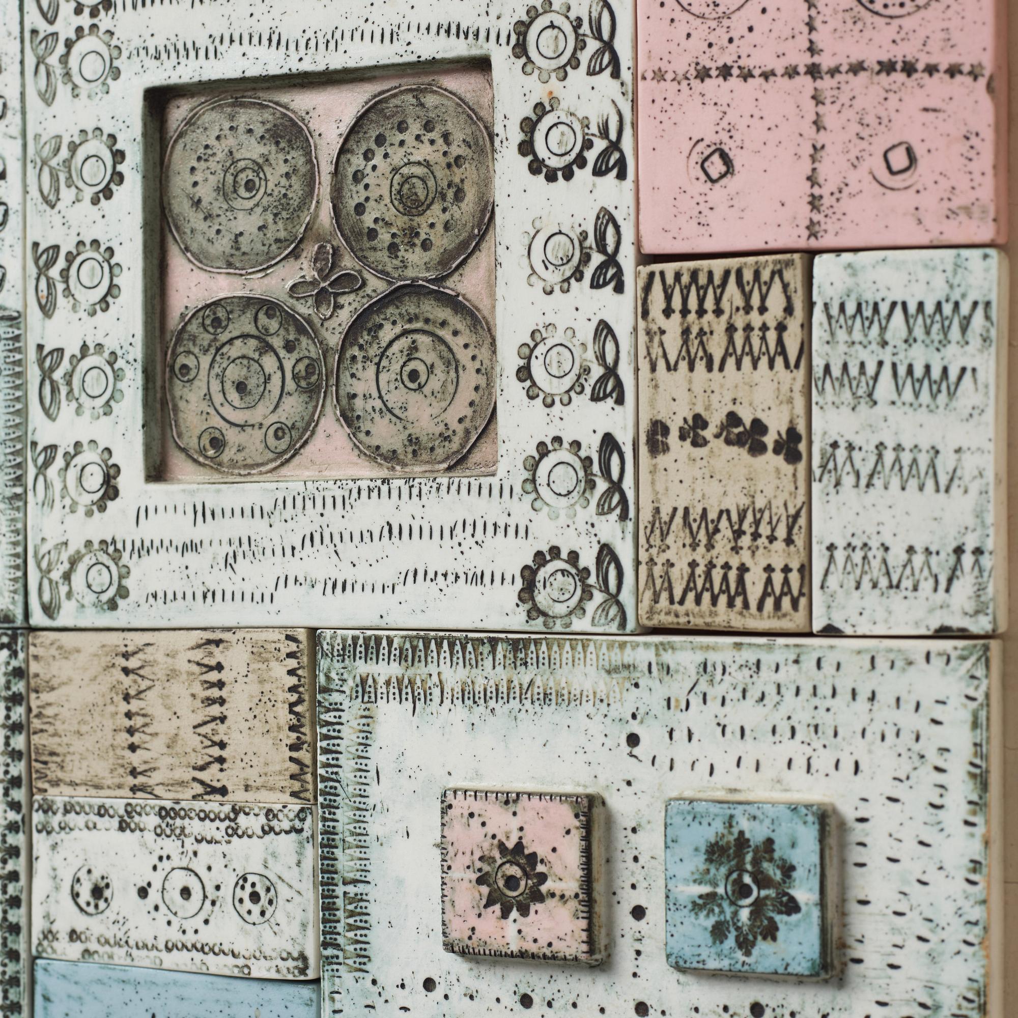 Rut Bryk, a stoneware wall relief, Arabia, Finland ca 1960.