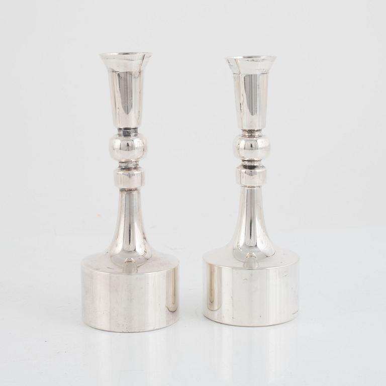 A Pair of Swedish Silver Candlesticks,  mark of KG Markströms, Uppsala 1967.