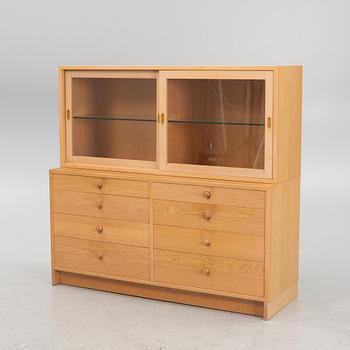 Børge Mogensen, an oak sideboard with drawers and a vitrine cabinet. Second part of the 20th century.