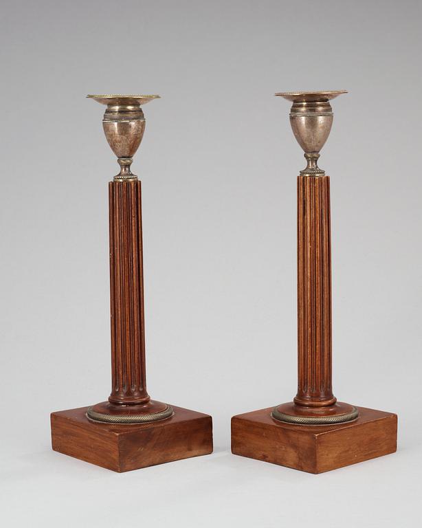 A pair of late Gustavian late 18th century candlesticks.