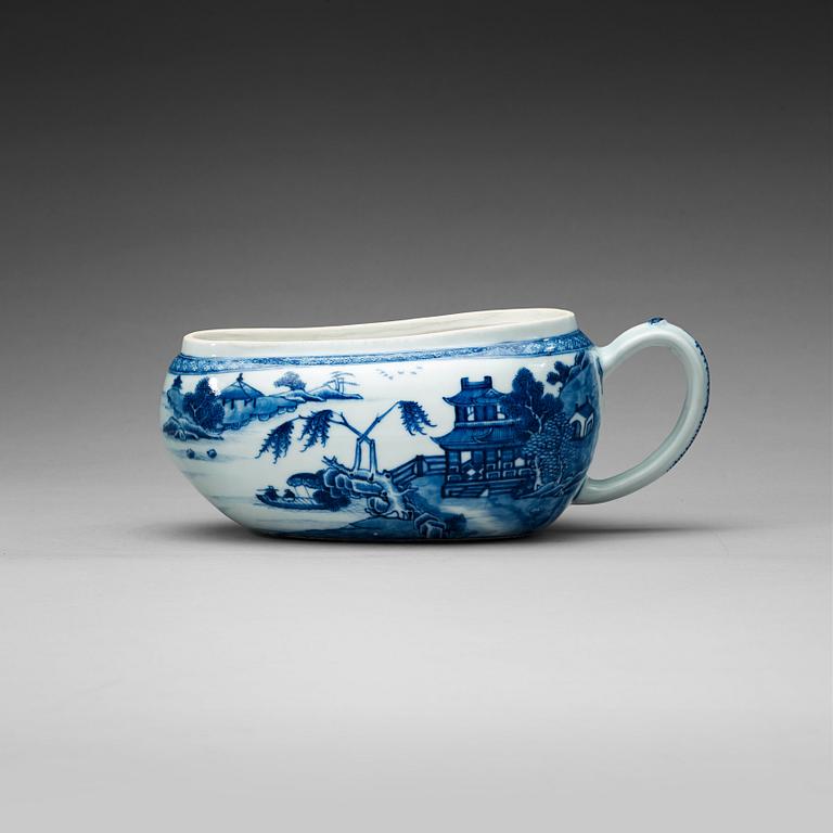 A blue and white bourdalou, Qing dynasty, Qianlong (1736-95).