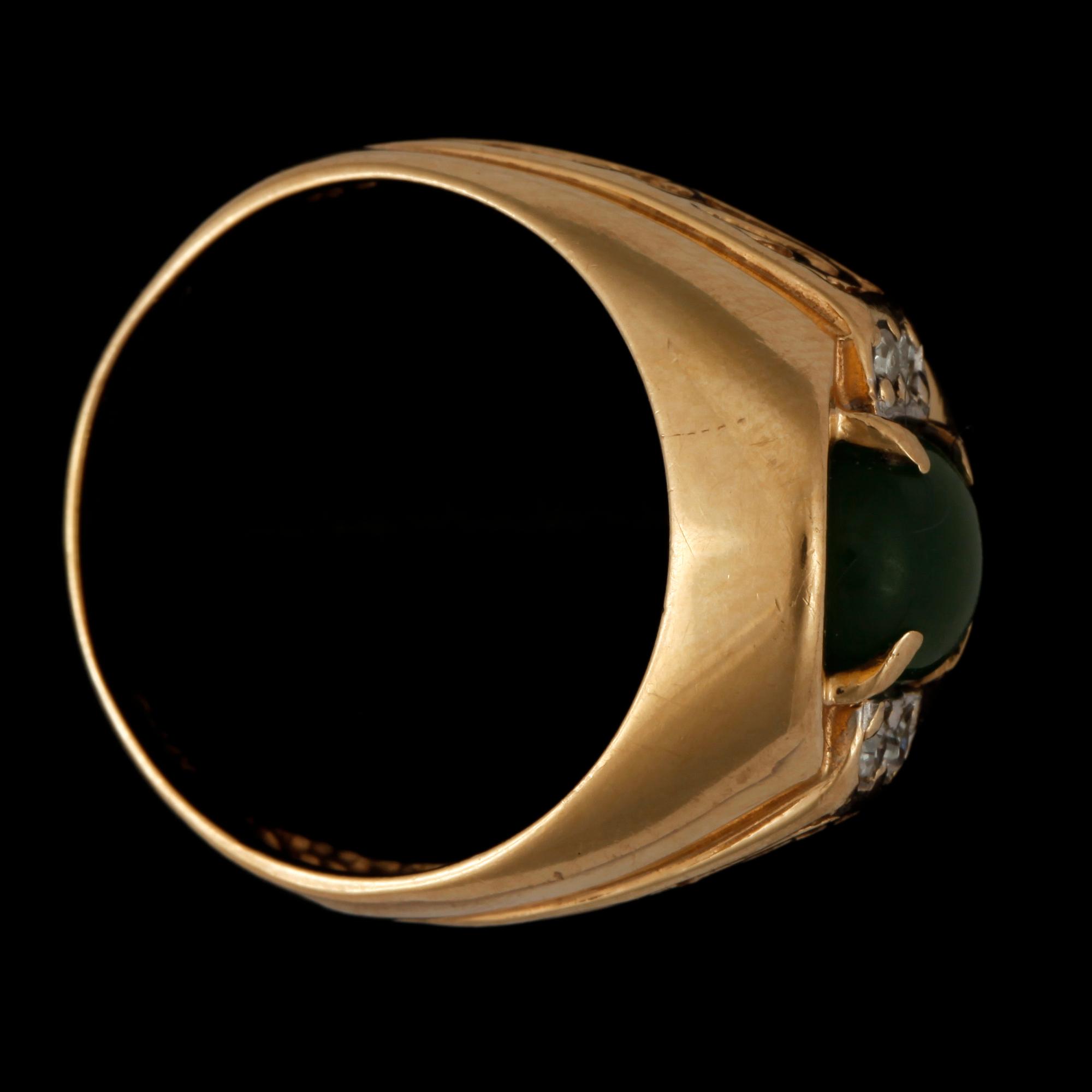 RING, 14k guld med , grön sten o diamanter. Vikt ca9g.
