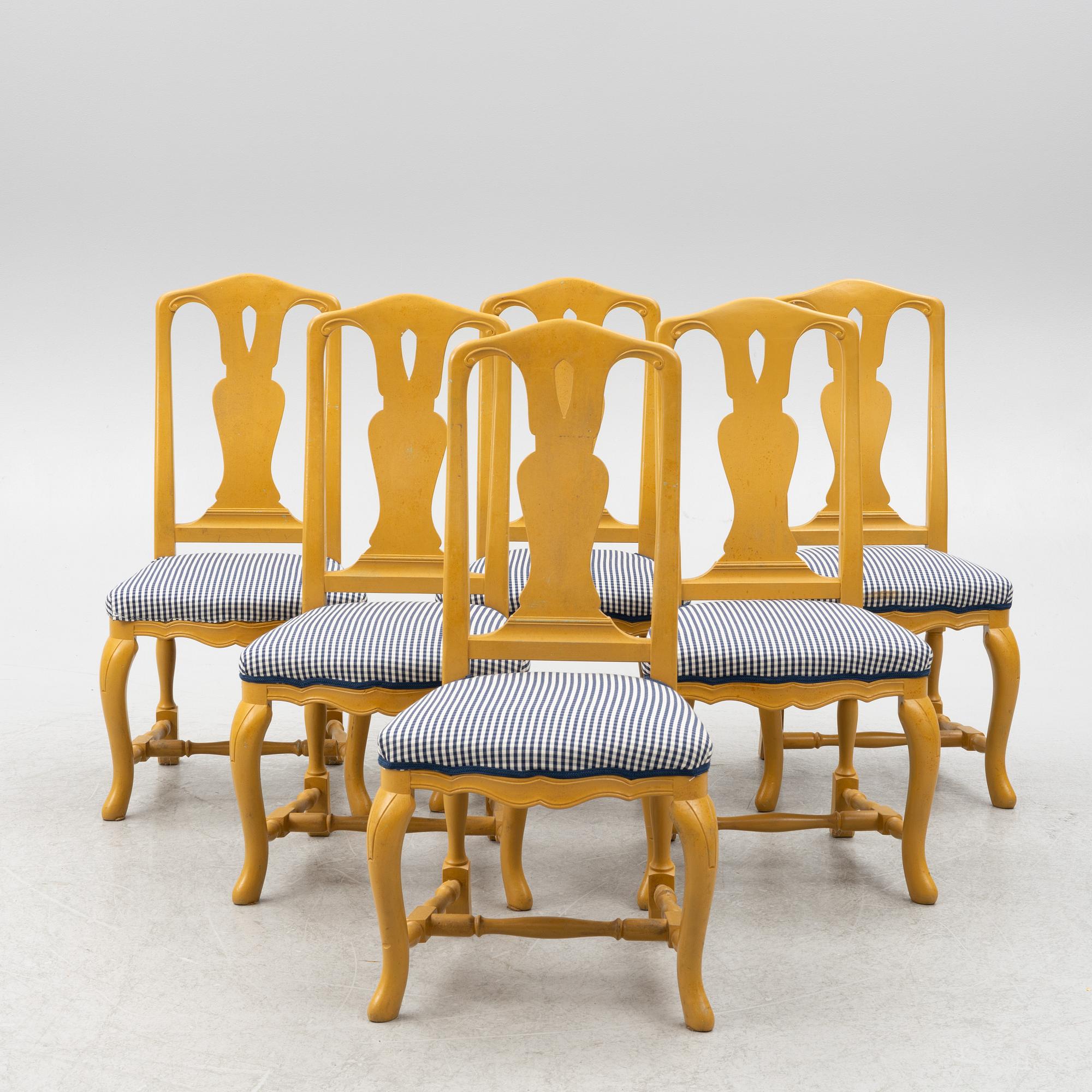 Chairs, 6 pcs, Rococo style, second half of the 20th century.