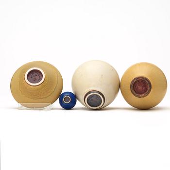 Berndt Friberg, vaser, 4 st, Gustavsbergs Studio 1958-79.