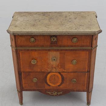 A Gustavian inlay chest of drawers, Stockholm, late 18th Century.