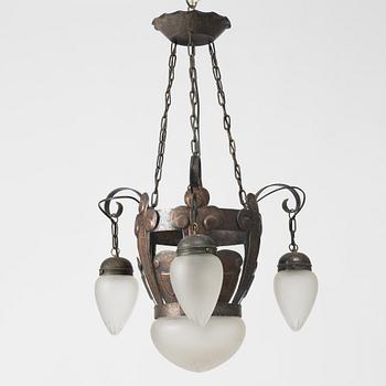 A Jugend ceiling lamp, early 20th century.