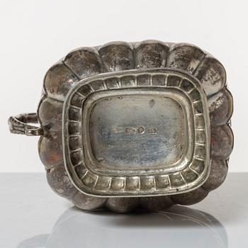 Confectionery bowl and cream jug, low-grade silver, Empire, 19th Century.