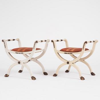 A pair of late Gustavian stools, late 18th century.
