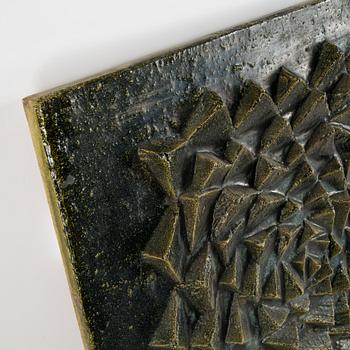 A stoneware wall relief by Stig Lindberg, not signed.