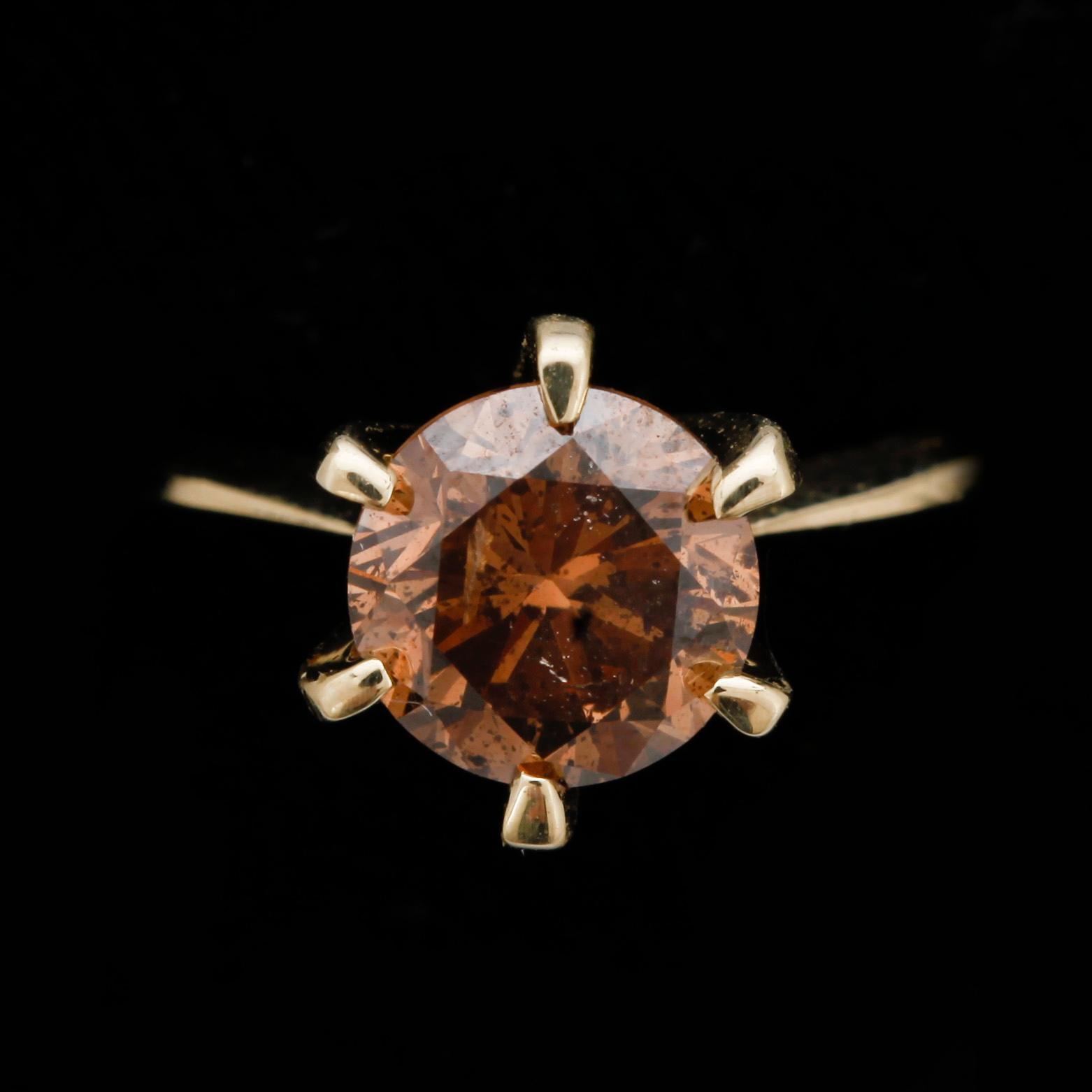 RING, 14k guld med briljantslipad diamant, ca 1.35 ct.