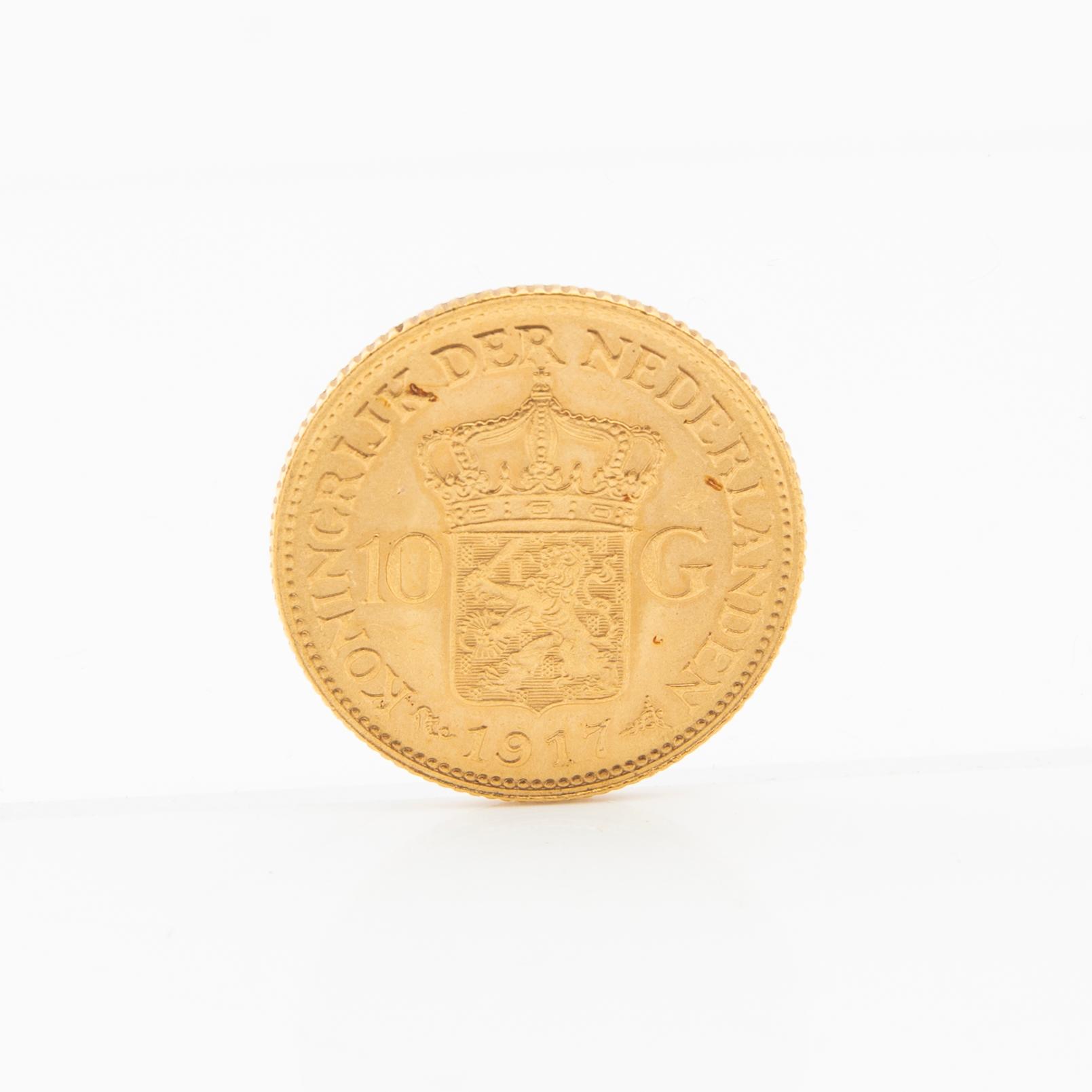 Guldmynt 10 gulden 1917 Nederländerna Wilhelmina.
