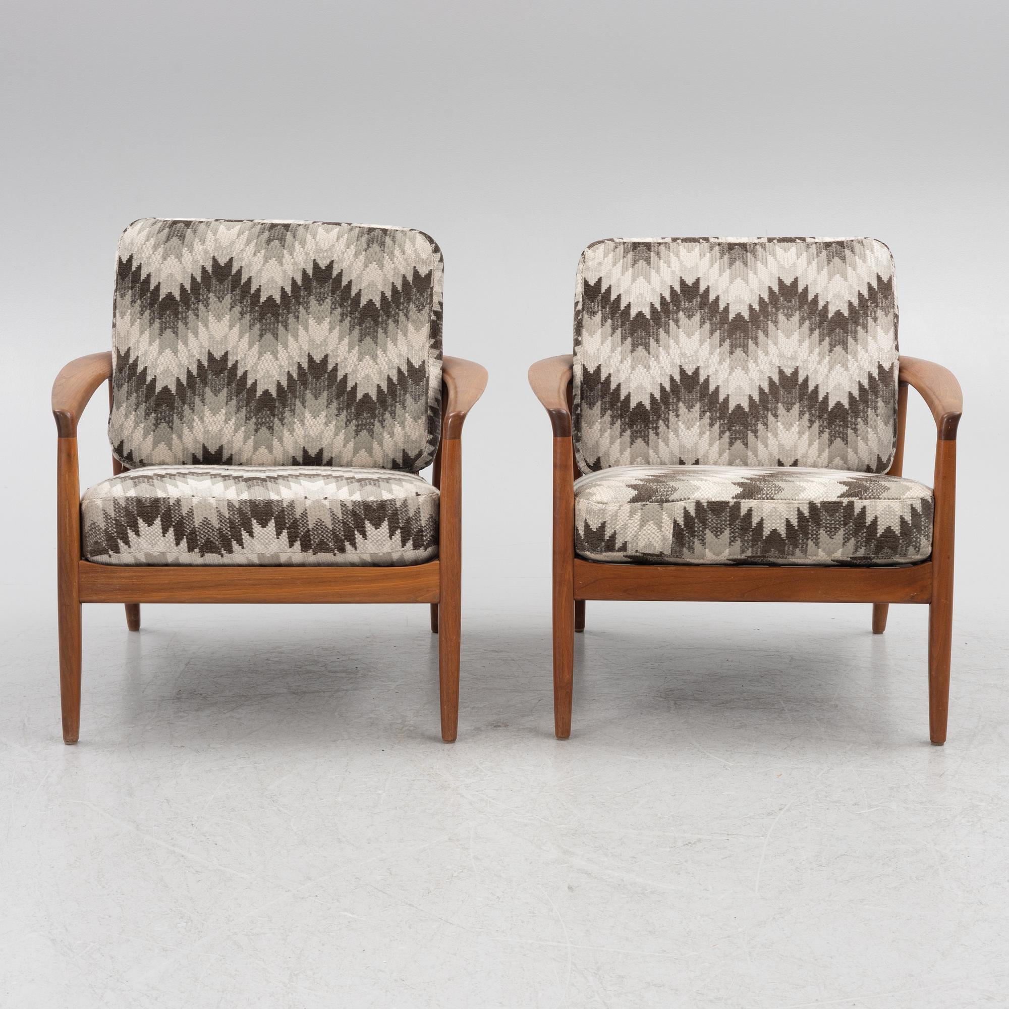 Folke Ohlsson, a pair of "Carmel" armchairs, Bodafors, Sweden, 1960s.