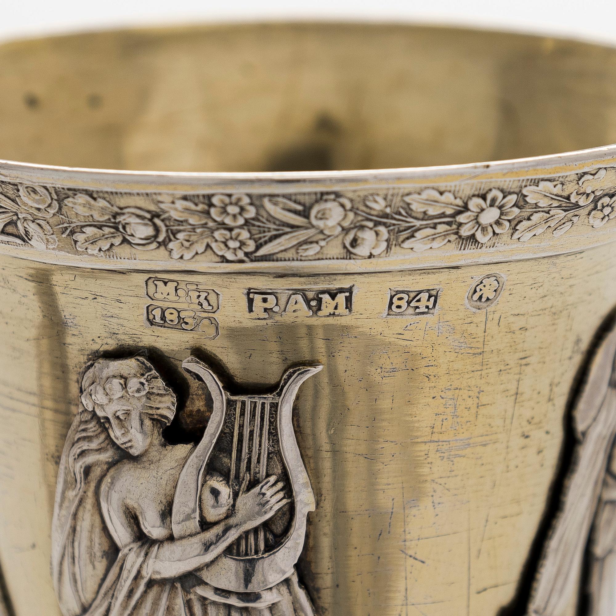 Peter Andreas Möller, Champagnestrutar, 2 st. snarlika, silver och förgyllt silver, S:t Petersburg, 1834 och 1837.