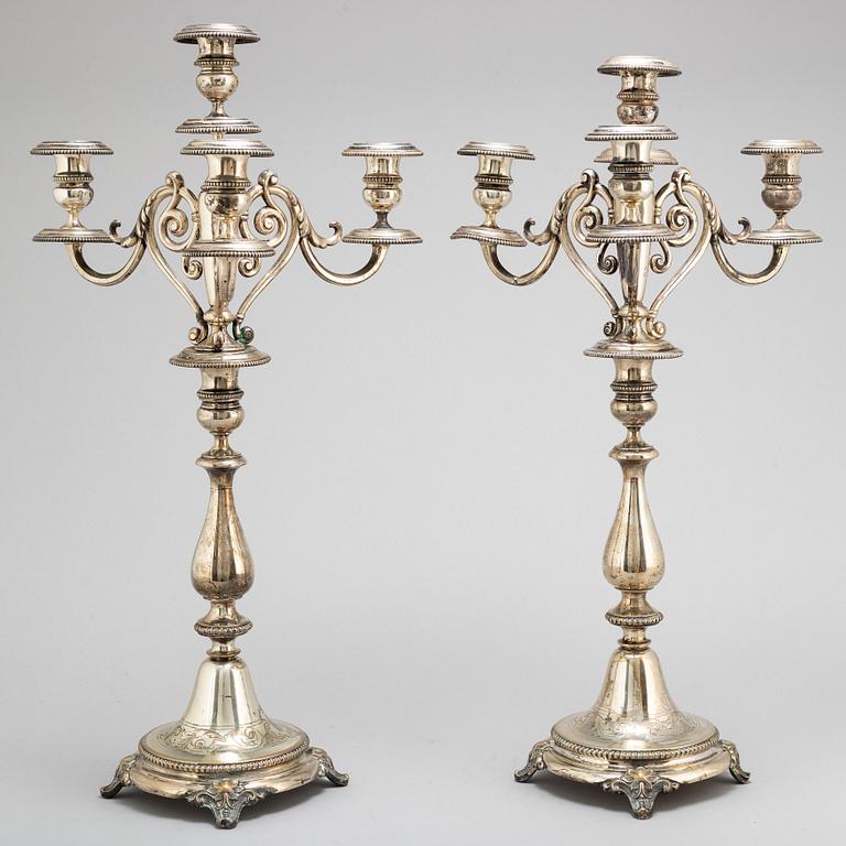 A pair of Swedish 19th century silver candelabra, mark of Gustaf Mollenborg Feron 1881.