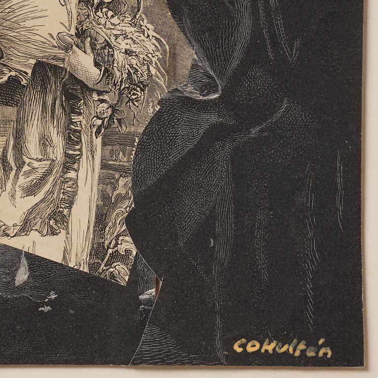 CO Hultén, collage, signerad och utförd 1948.