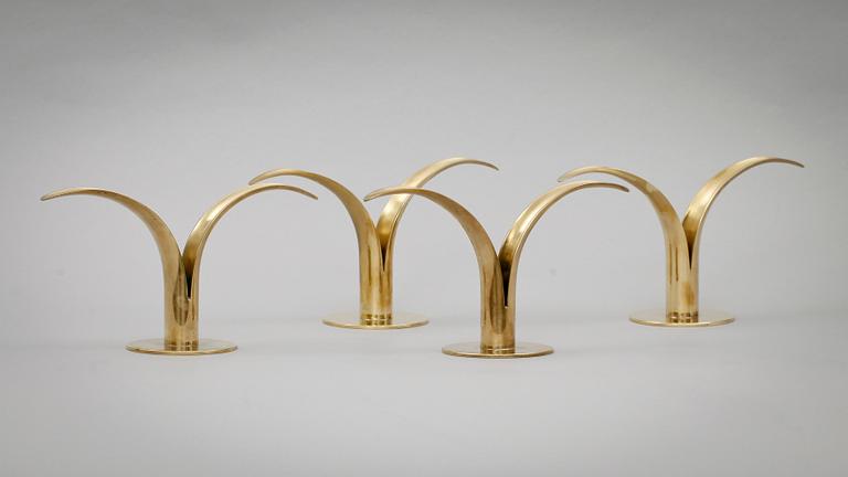 LJUSSTAKAR, 2 par, mässing, "Lilja", Ivar Ålenius Björk, Ystad Metall.