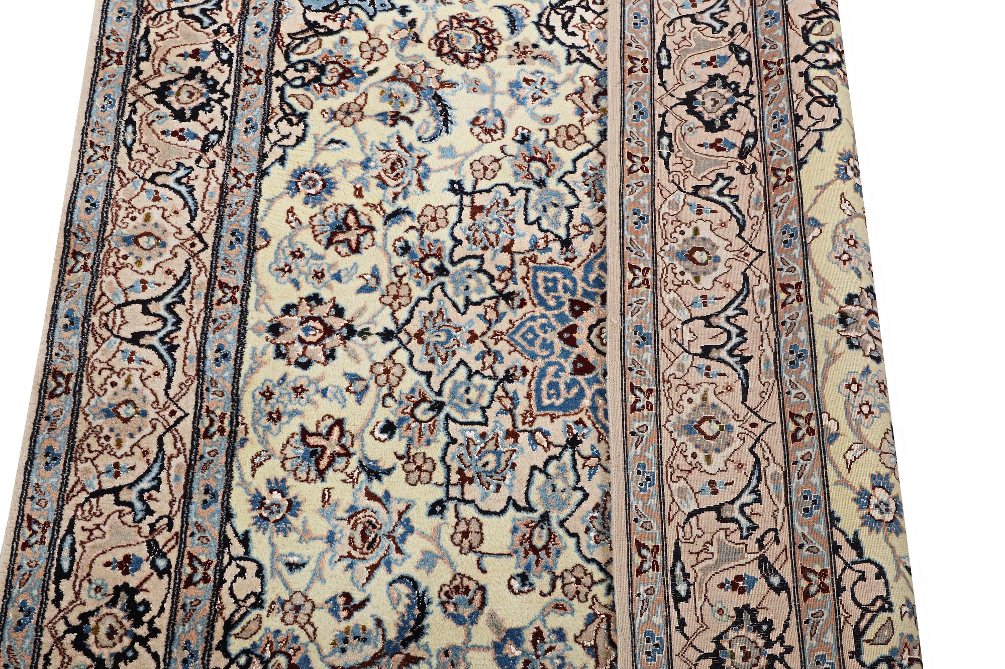 A part silk Nain rug, 9LA, c. 204 x 125 cm.