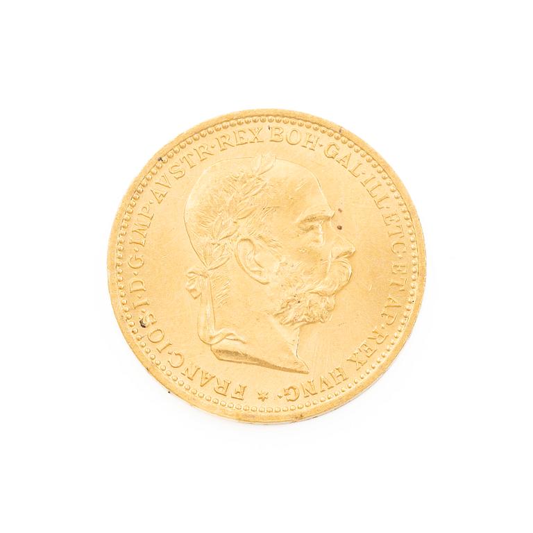 Gold coin, Austria-Hungary, 20 Corona, 1895.