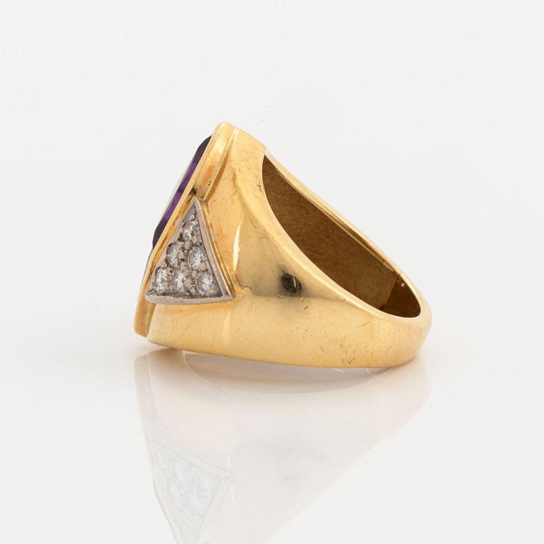 Octavio Sarda, Ring and earings, with brilliant-cut duamonds amethyst and peridot.