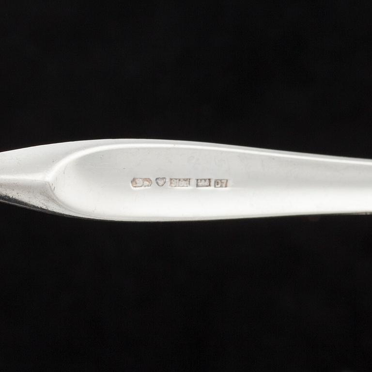 SKEDAR, 6st, silver, "Hopeasiipi", design Tapio Wirkkala, Kultakeskus Oy, Tavastehus 1957. Totalvikt 223 g.