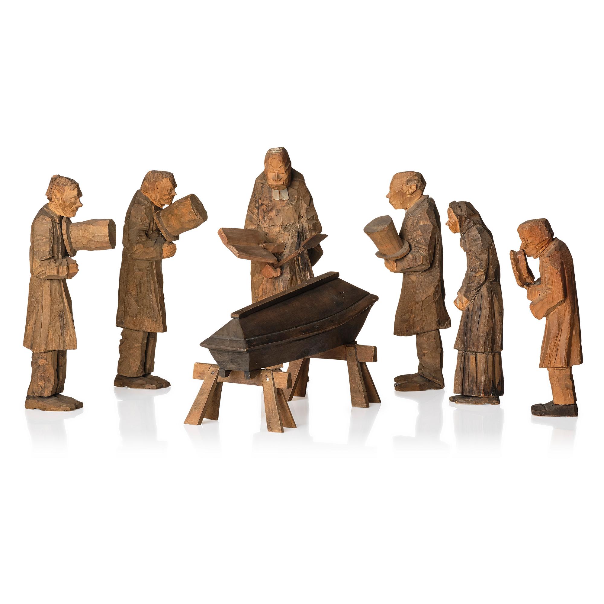 Axel Petersson Döderhultarn, "Begravning" (= The funeral) (7 pieces).
