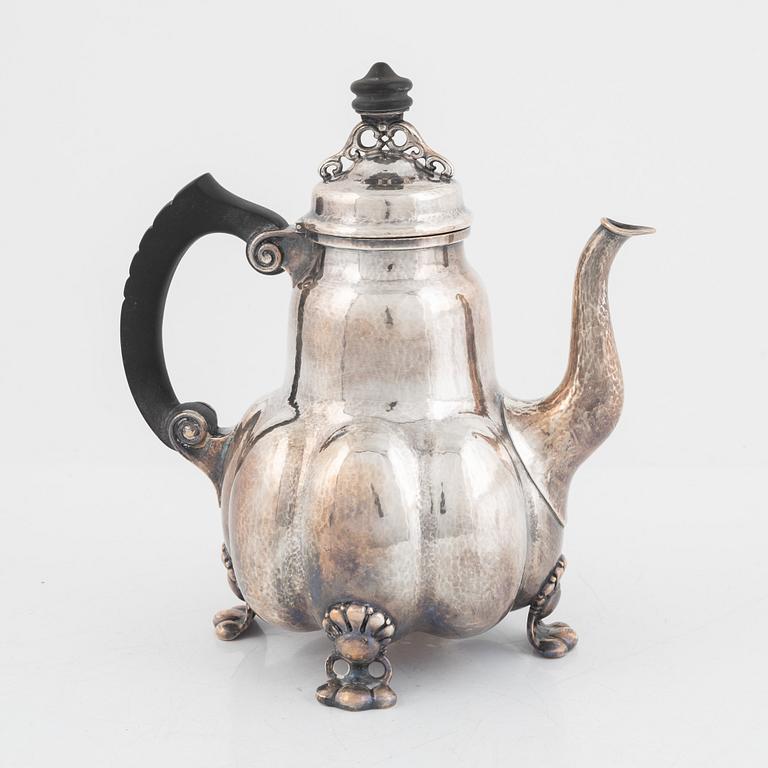 A German Silver Coffee Pot, first half of the 20th Century, Swedish import mark.