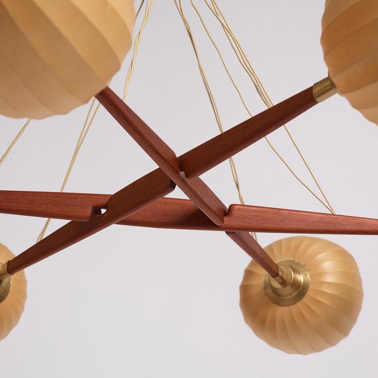 Hans Bergström, a teak ceiling lamp, ateljé Lyktan, Åhus, 1950s.