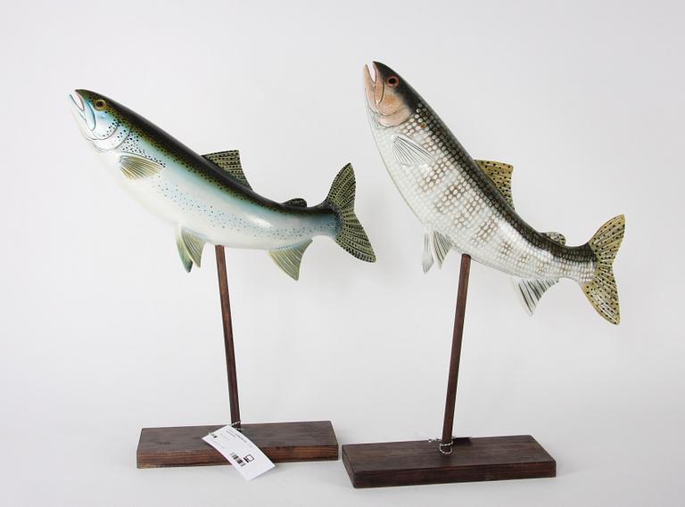 FISKMODELLER, 2 st, konstmassa.
