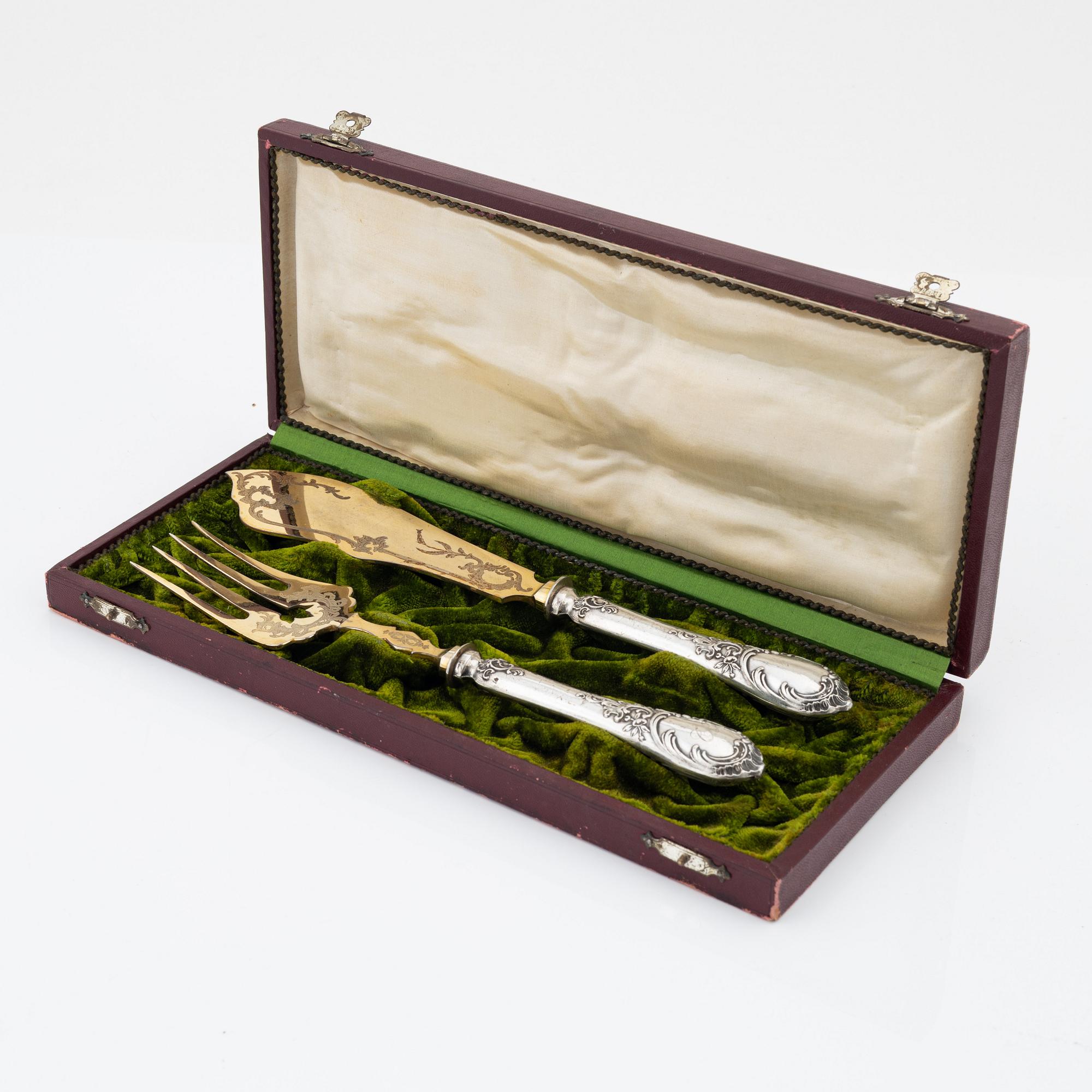 Silver fish servers, Germany, early 20th century.