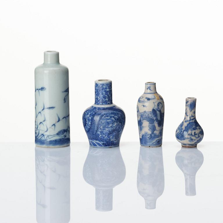 A group of blue and white porcelain, late Qing dynasty. (7 pieces).