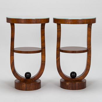A pair of Art Deco style side tables/bedside tables, modern production.