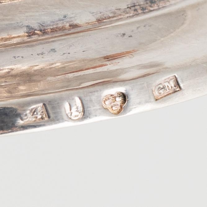 Gustaf Möllenborg, saltkar med sked, silver, Stockholm, 1800-tal.