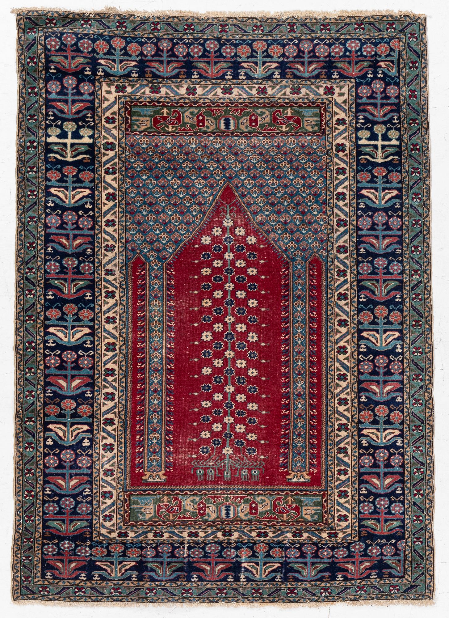 Prayer rug, possibly Kula, approx. 163 x 114 cm.