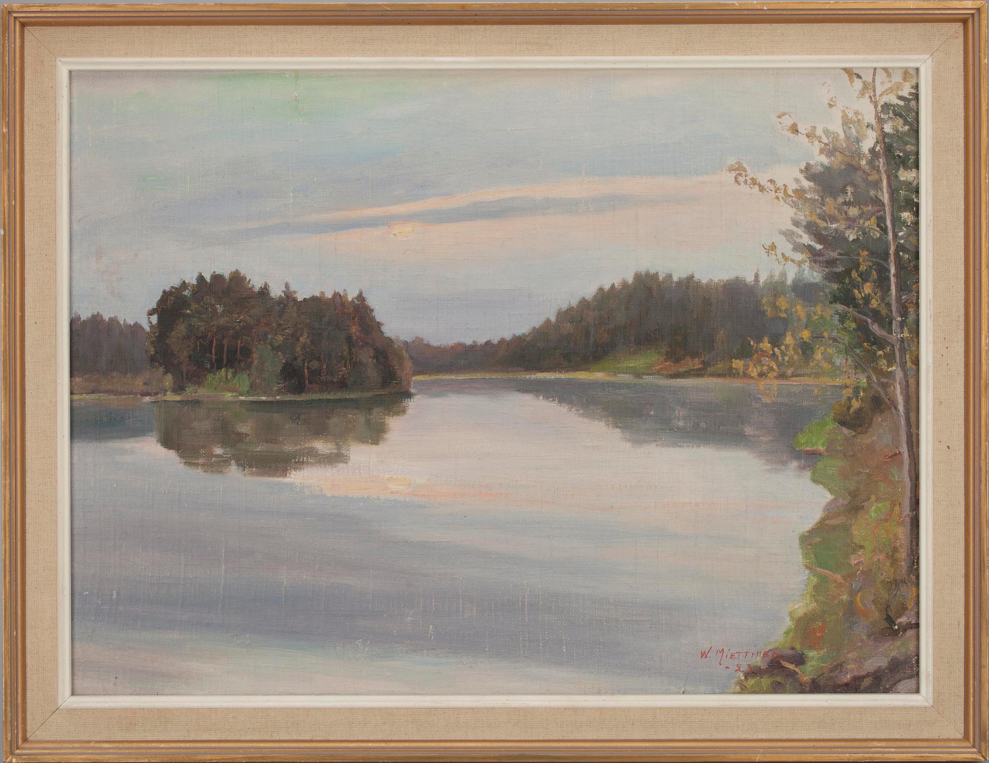 WOLDEMAR MIETTINEN, olja på masonit, sign. och dat. -23.