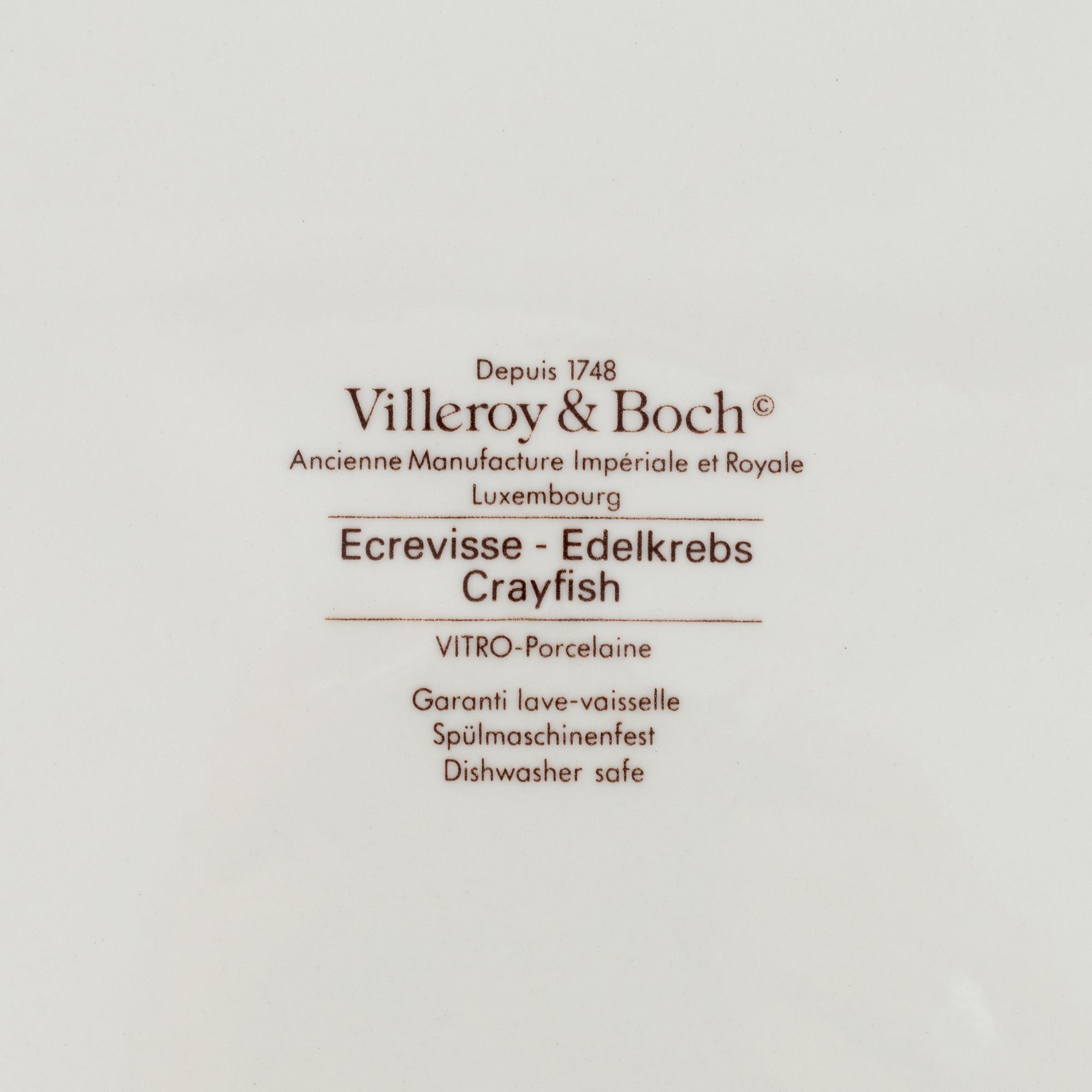 Tallrikar, 14 st, porslin, "Ecrevisse-Edelkrebs-Crayfish", Villeroy & Boch.