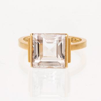 An 18K gold ring set with square step cut topaz by Wiwen Nilsson 1944.