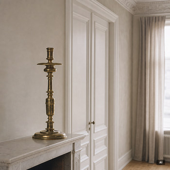 A pair of baroque brass candlesticks, 18th century.